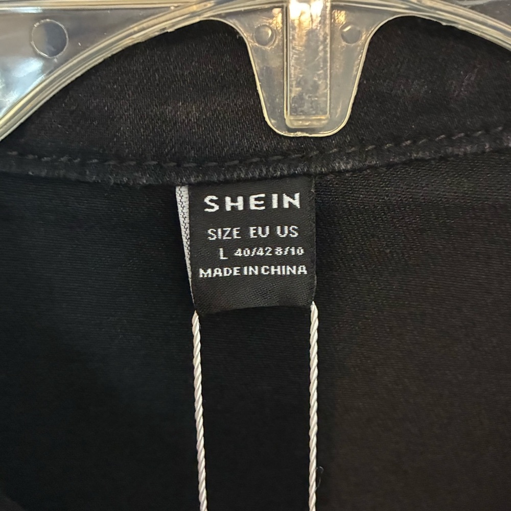 NWOT! SHEIN Black Short Sleeve Denim Romper - Picture 8 of 8